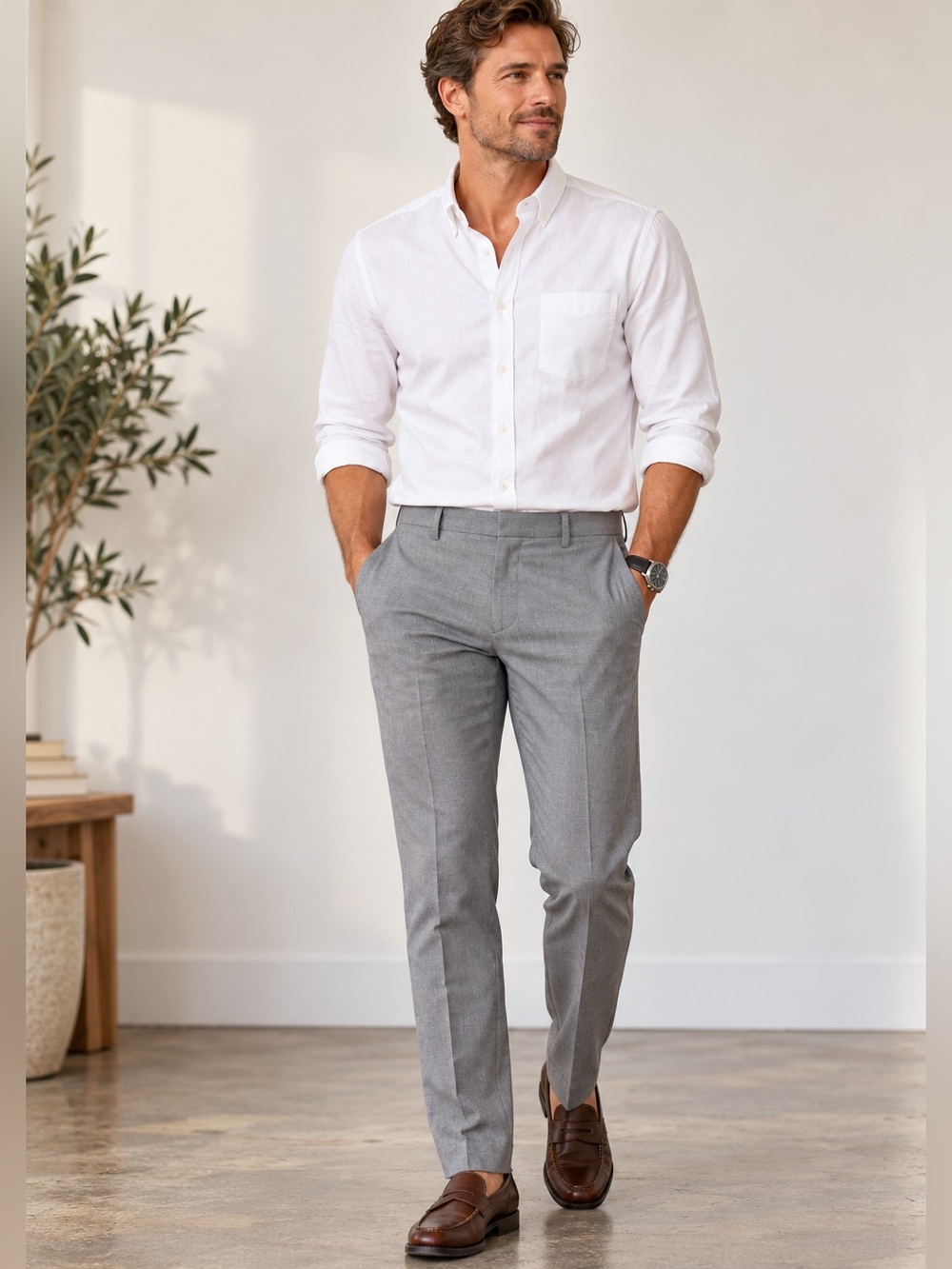 J.Crew Bowery Slim Fit Dress Pants Gray 32x31 Cotton Work Trousers